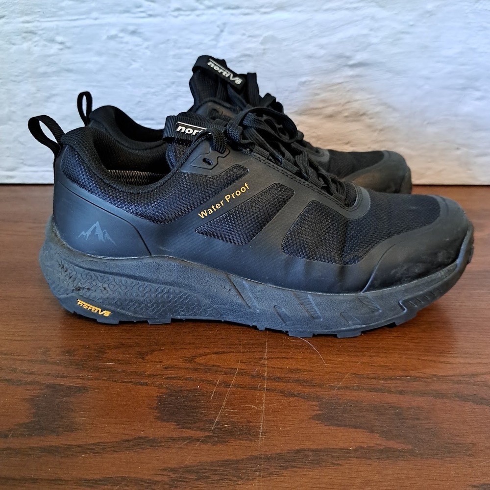 Nortiv 8 Mens Waterproof Hiking Shoes Black Low Top Trail Sneaker 8.5